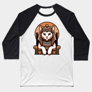 Egyptian Cat Goddess T-Shirt, Sphinx Cat Pharaoh Tee, Unisex Ancient Egypt Shirt, Casual Cotton Top, Gift for Cat Lovers Baseball T-Shirt